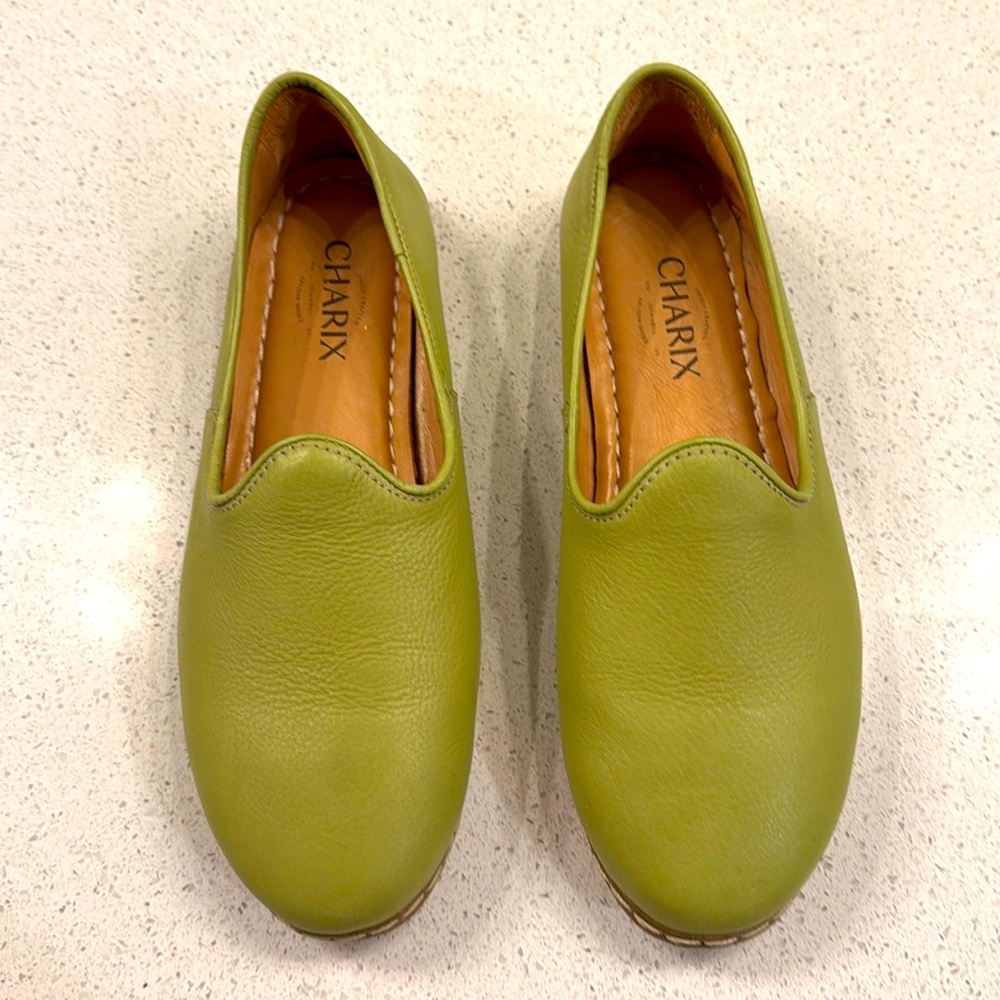 Charix Pistachio Slip On Shoes. EU 40.5/ US 9.5. Leather Upper. Rubber Sole
